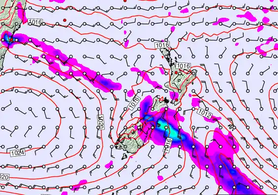 New Zealand forecast chart for Thursday, February 26th, 2026 at 12:00 PM