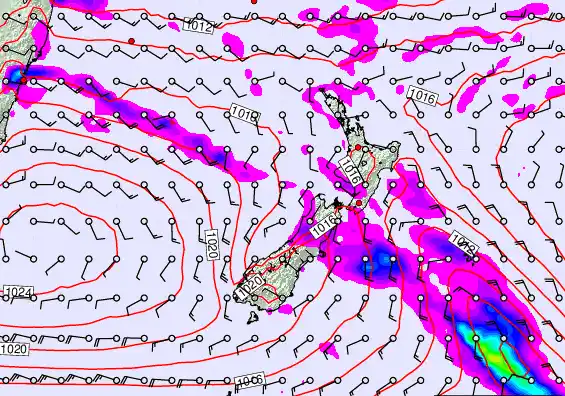 New Zealand forecast chart for Thursday, February 26th, 2026 at 6:00 PM