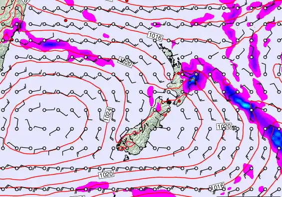 New Zealand forecast chart for Friday, February 27th, 2026 at 12:00 PM