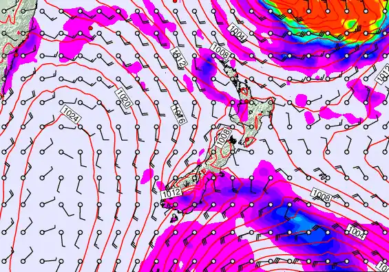 New Zealand forecast chart for Sunday, March 1st, 2026 at 12:00 AM