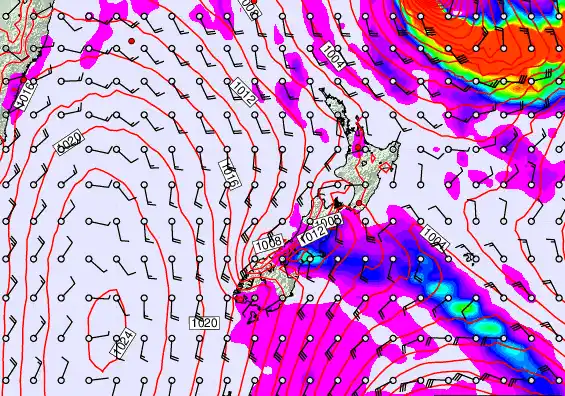 New Zealand forecast chart for Sunday, March 1st, 2026 at 6:00 AM