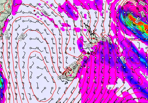New Zealand forecast chart for Sunday, March 1st, 2026 at 6:00 PM