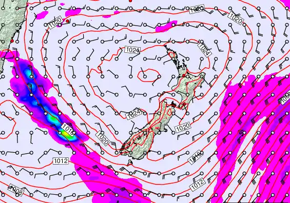 New Zealand forecast chart for Tuesday, March 3rd, 2026 at 12:00 AM