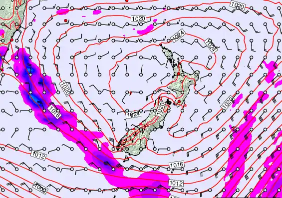 New Zealand forecast chart for Tuesday, March 3rd, 2026 at 6:00 AM