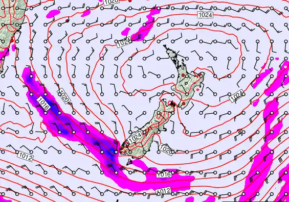 New Zealand forecast chart for Tuesday, March 3rd, 2026 at 12:00 PM