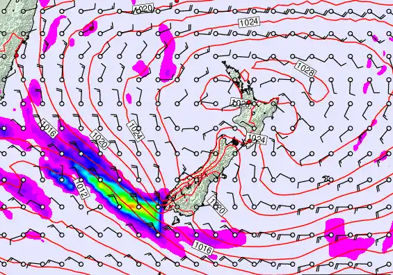 New Zealand forecast chart for Wednesday, March 4th, 2026 at 12:00 AM