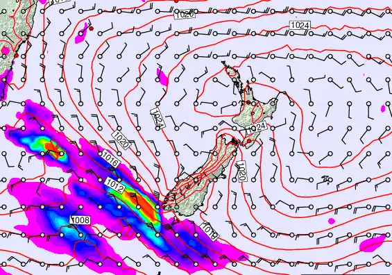 New Zealand forecast chart for Wednesday, March 4th, 2026 at 6:00 AM