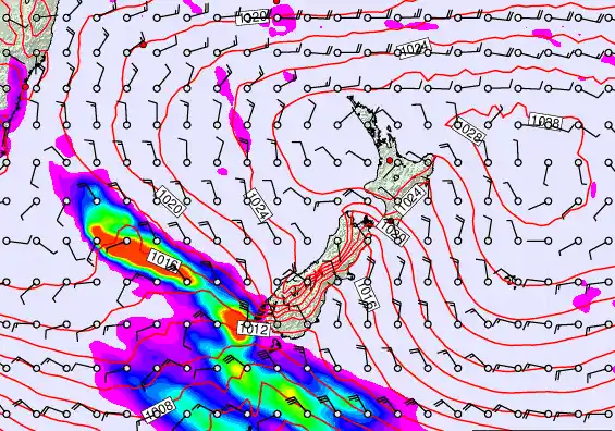 New Zealand forecast chart for Wednesday, March 4th, 2026 at 12:00 PM