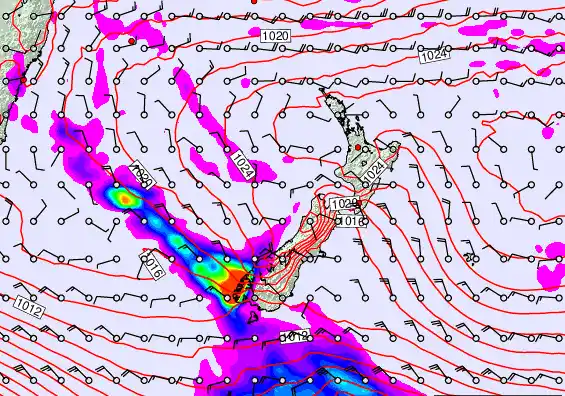 New Zealand forecast chart for Wednesday, March 4th, 2026 at 6:00 PM
