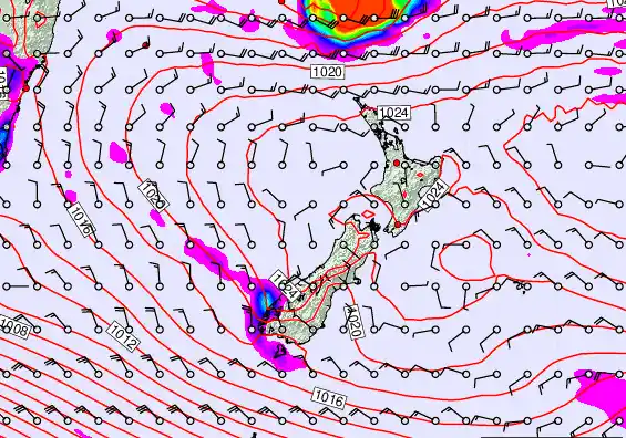 New Zealand forecast chart for Thursday, March 5th, 2026 at 12:00 PM
