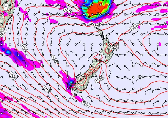 New Zealand forecast chart for Thursday, March 5th, 2026 at 6:00 PM