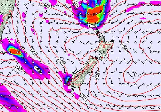 New Zealand forecast chart for Friday, March 6th, 2026 at 12:00 AM
