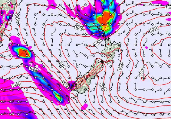 New Zealand forecast chart for Friday, March 6th, 2026 at 6:00 AM