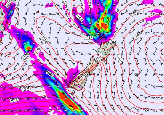 New Zealand forecast chart for Friday, March 6th, 2026 at 12:00 PM