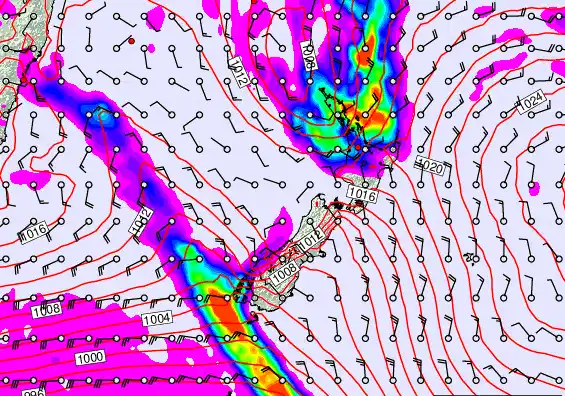New Zealand forecast chart for Friday, March 6th, 2026 at 6:00 PM