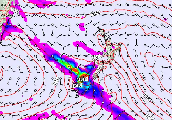 New Zealand forecast chart for Thursday, February 26th, 2026 at 12:00 AM