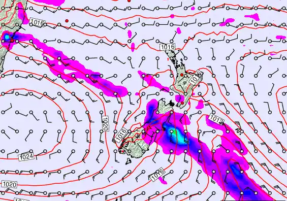 New Zealand forecast chart for Thursday, February 26th, 2026 at 12:00 PM