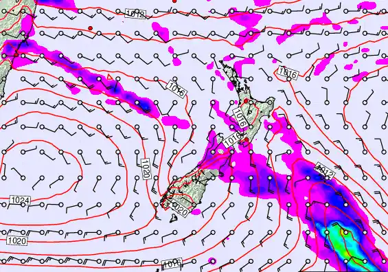 New Zealand forecast chart for Thursday, February 26th, 2026 at 6:00 PM