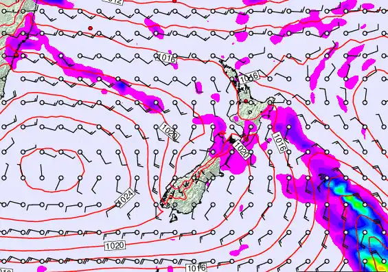 New Zealand forecast chart for Friday, February 27th, 2026 at 12:00 AM