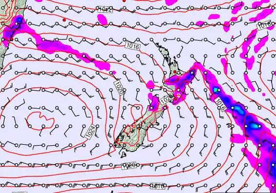 New Zealand forecast chart for Friday, February 27th, 2026 at 6:00 AM