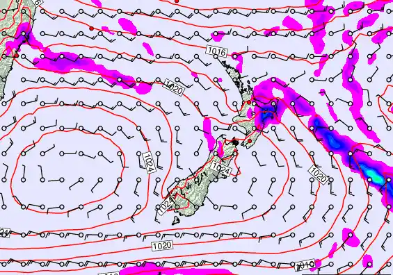 New Zealand forecast chart for Friday, February 27th, 2026 at 12:00 PM