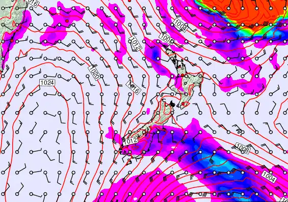 New Zealand forecast chart for Sunday, March 1st, 2026 at 12:00 AM