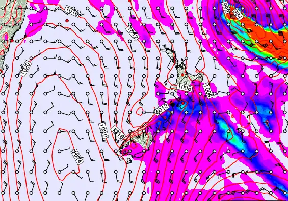 New Zealand forecast chart for Sunday, March 1st, 2026 at 12:00 PM