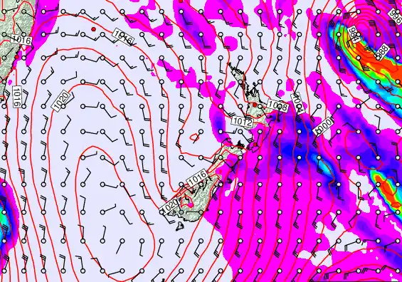 New Zealand forecast chart for Sunday, March 1st, 2026 at 6:00 PM