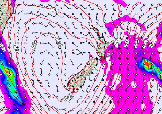 New Zealand forecast chart for Monday, March 2nd, 2026 at 6:00 AM