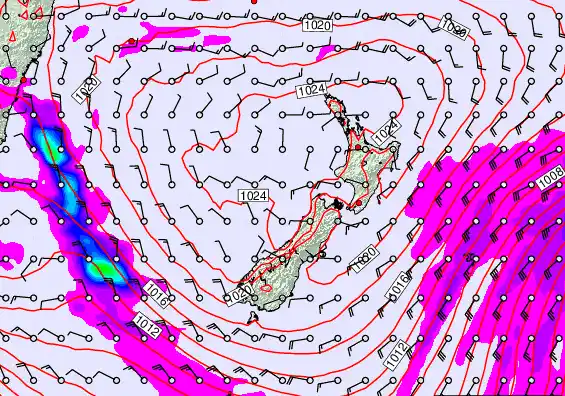 New Zealand forecast chart for Tuesday, March 3rd, 2026 at 12:00 AM