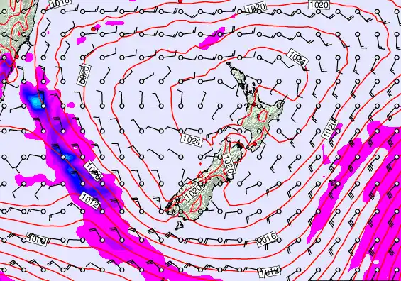 New Zealand forecast chart for Tuesday, March 3rd, 2026 at 6:00 AM