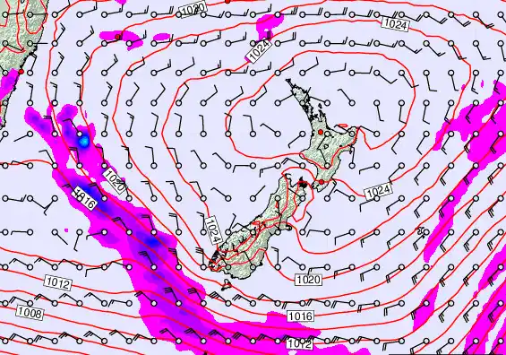 New Zealand forecast chart for Tuesday, March 3rd, 2026 at 12:00 PM