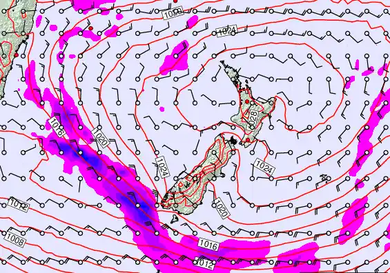 New Zealand forecast chart for Tuesday, March 3rd, 2026 at 6:00 PM