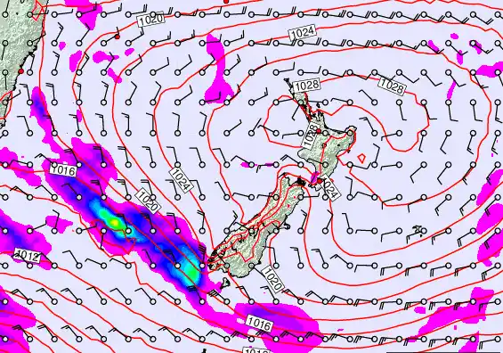 New Zealand forecast chart for Wednesday, March 4th, 2026 at 12:00 AM