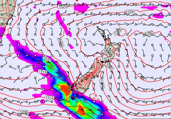 New Zealand forecast chart for Wednesday, March 4th, 2026 at 12:00 PM