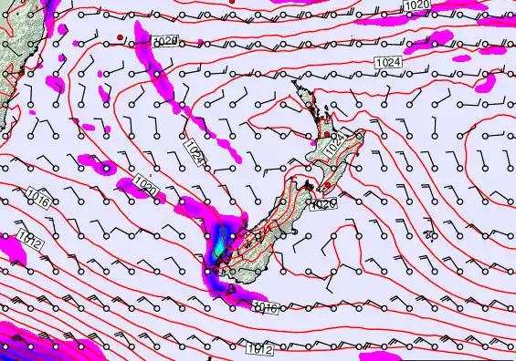 New Zealand forecast chart for Thursday, March 5th, 2026 at 12:00 AM