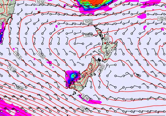 New Zealand forecast chart for Thursday, March 5th, 2026 at 12:00 PM