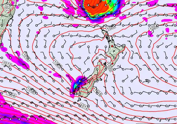 New Zealand forecast chart for Thursday, March 5th, 2026 at 6:00 PM