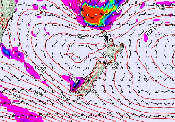 New Zealand forecast chart for Friday, March 6th, 2026 at 12:00 AM