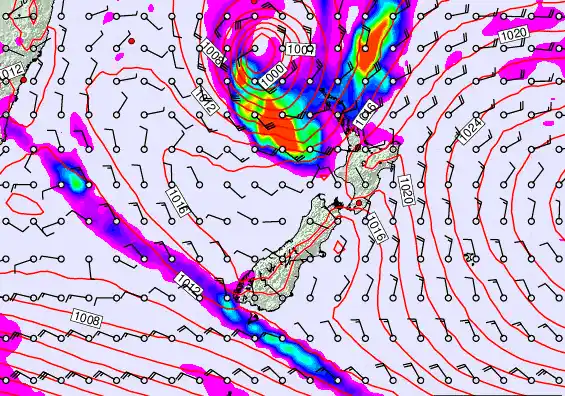 New Zealand forecast chart for Friday, March 6th, 2026 at 6:00 PM