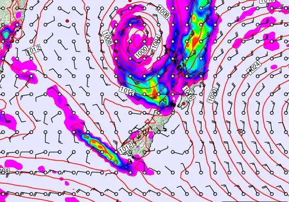 New Zealand forecast chart for Saturday, March 7th, 2026 at 6:00 AM