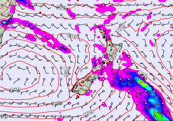New Zealand forecast chart for Thursday, February 26th, 2026 at 6:00 PM