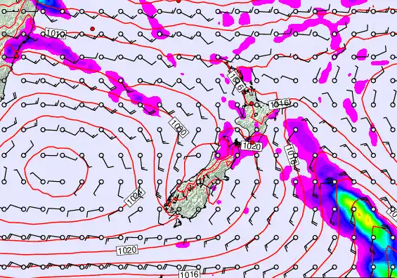 New Zealand forecast chart for Friday, February 27th, 2026 at 12:00 AM
