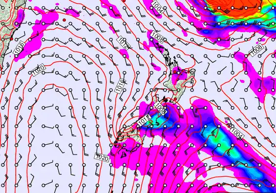 New Zealand forecast chart for Sunday, March 1st, 2026 at 6:00 AM