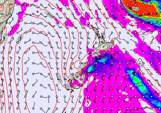 New Zealand forecast chart for Sunday, March 1st, 2026 at 12:00 PM