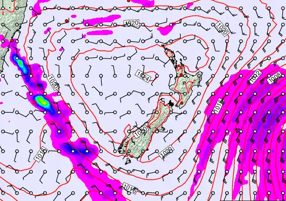 New Zealand forecast chart for Tuesday, March 3rd, 2026 at 12:00 AM
