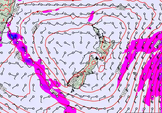New Zealand forecast chart for Tuesday, March 3rd, 2026 at 6:00 AM