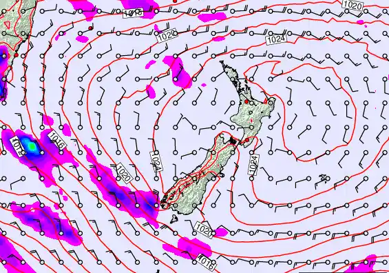 New Zealand forecast chart for Wednesday, March 4th, 2026 at 6:00 AM
