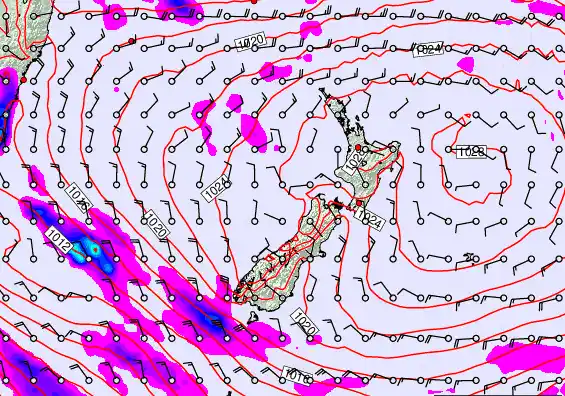 New Zealand forecast chart for Wednesday, March 4th, 2026 at 12:00 PM