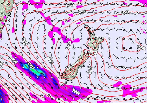 New Zealand forecast chart for Wednesday, March 4th, 2026 at 6:00 PM